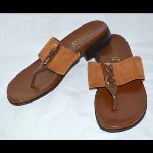 Franco Sarto Strap Thong Leather Flip Flop Sandals Fit Flop Size 8.5